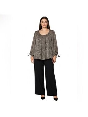 HAVER LONDON Easy Care Poly Bubble Hem Top Bubble Sleeves Fully Lined US Sz 1X